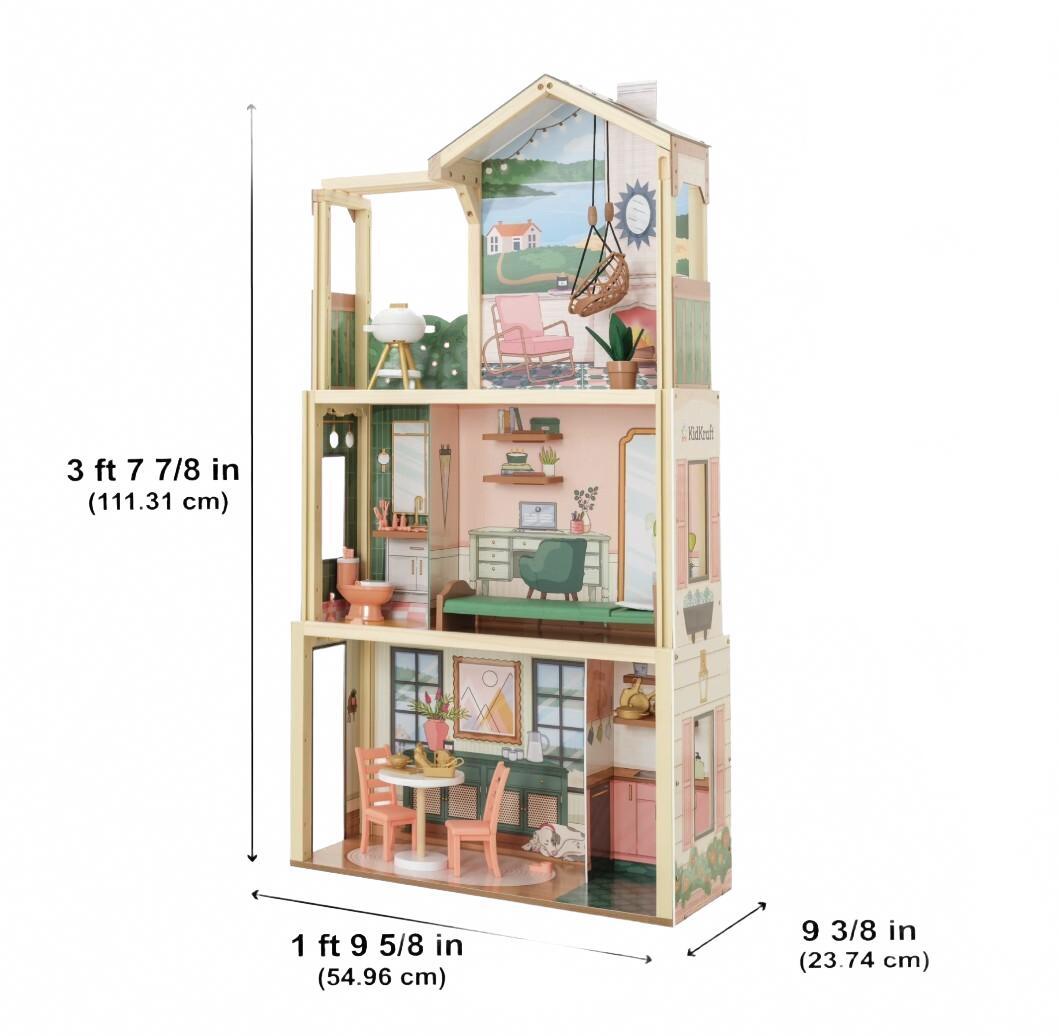 KidKraft Click & Play Pop-Up Wooden Dollhouse Fully Assembled 50 Pieces NEW