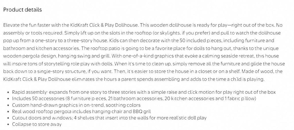KidKraft Click & Play Pop-Up Wooden Dollhouse Fully Assembled 50 Pieces NEW