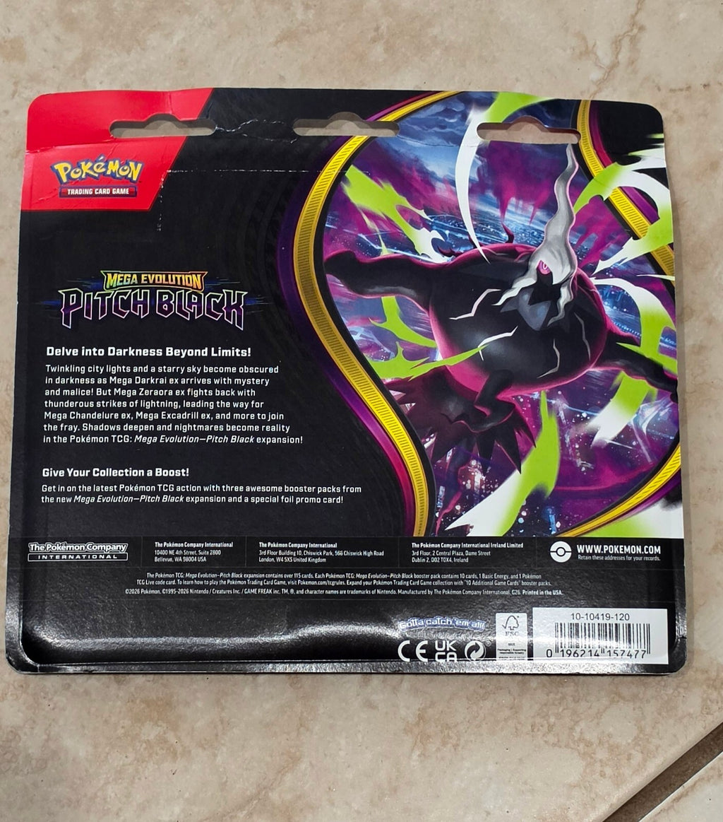 Pokémon TCG Mega Evolution Pitch Black 3-Pack Blister Binacle SEALED