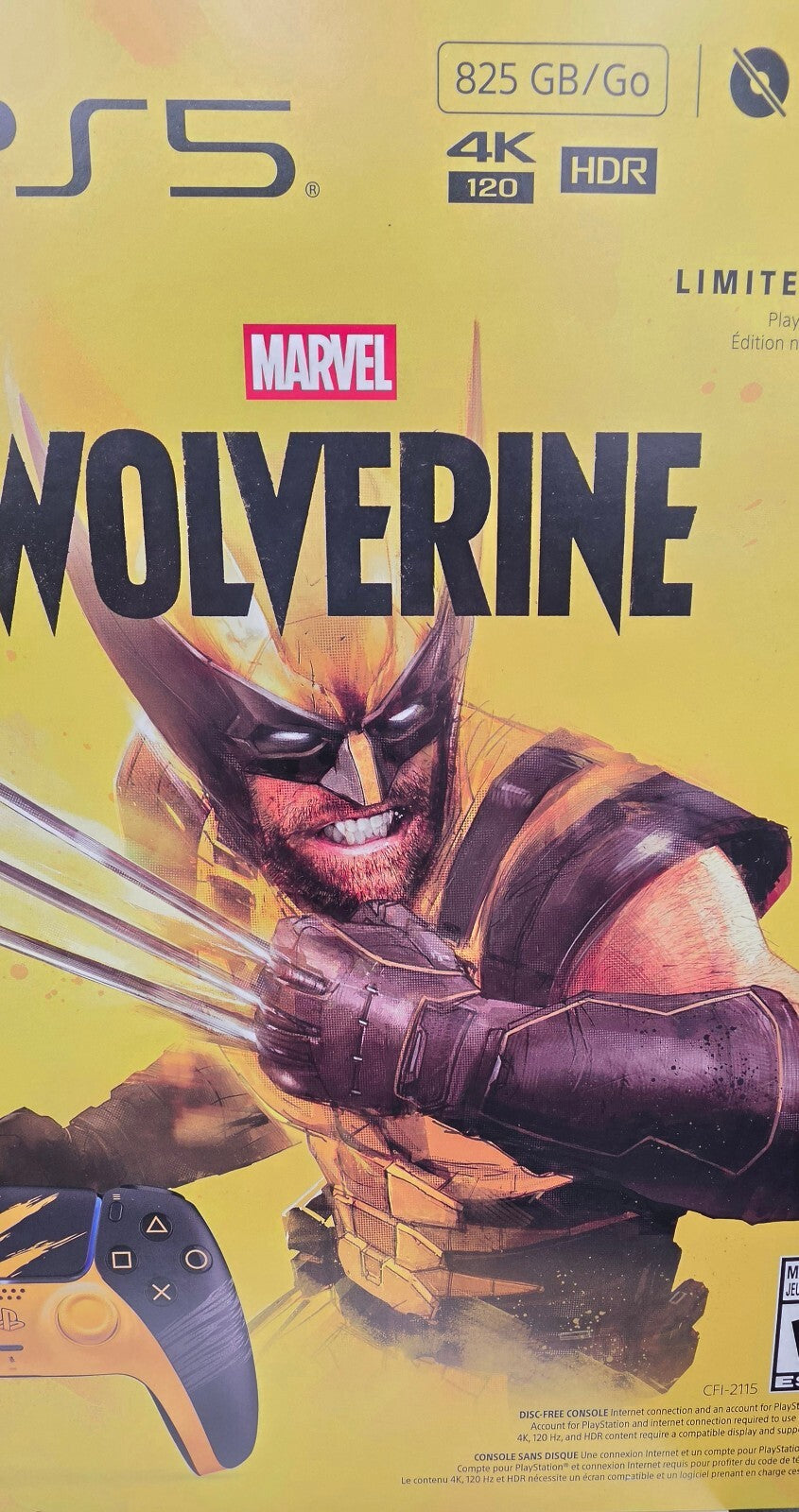 Sony PS5 Digital Marvel Wolverine Battle Yellow Limited Edition Bundle