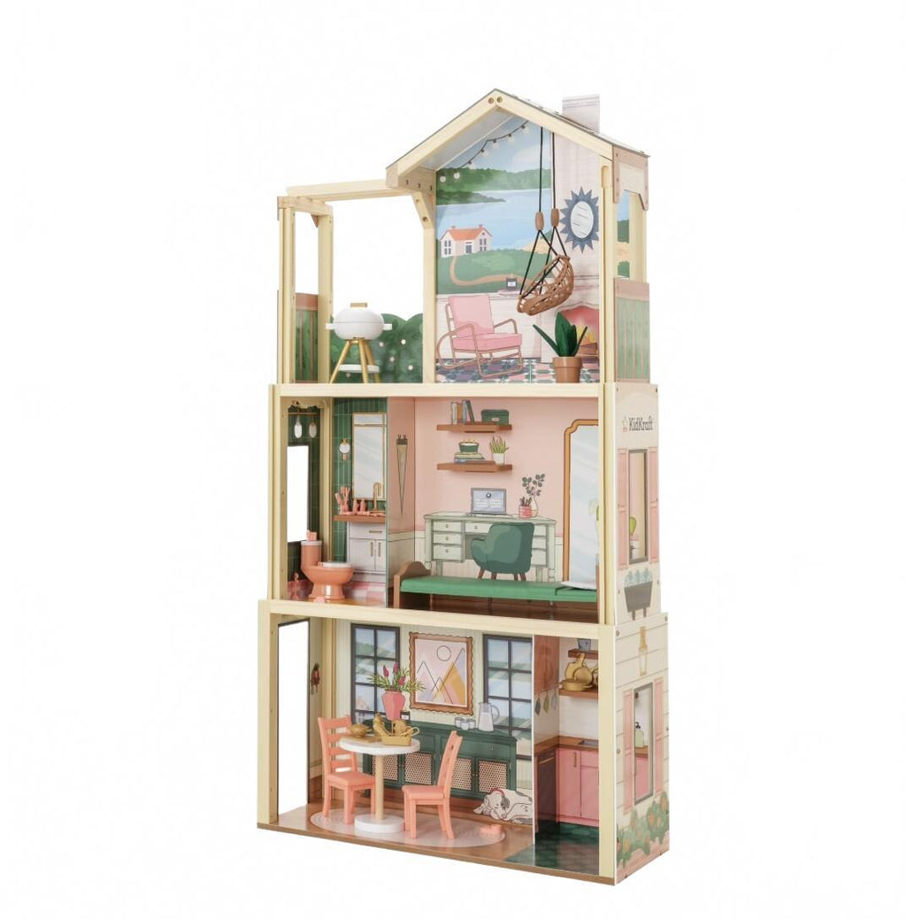 KidKraft Click & Play Pop-Up Wooden Dollhouse Fully Assembled 50 Pieces NEW