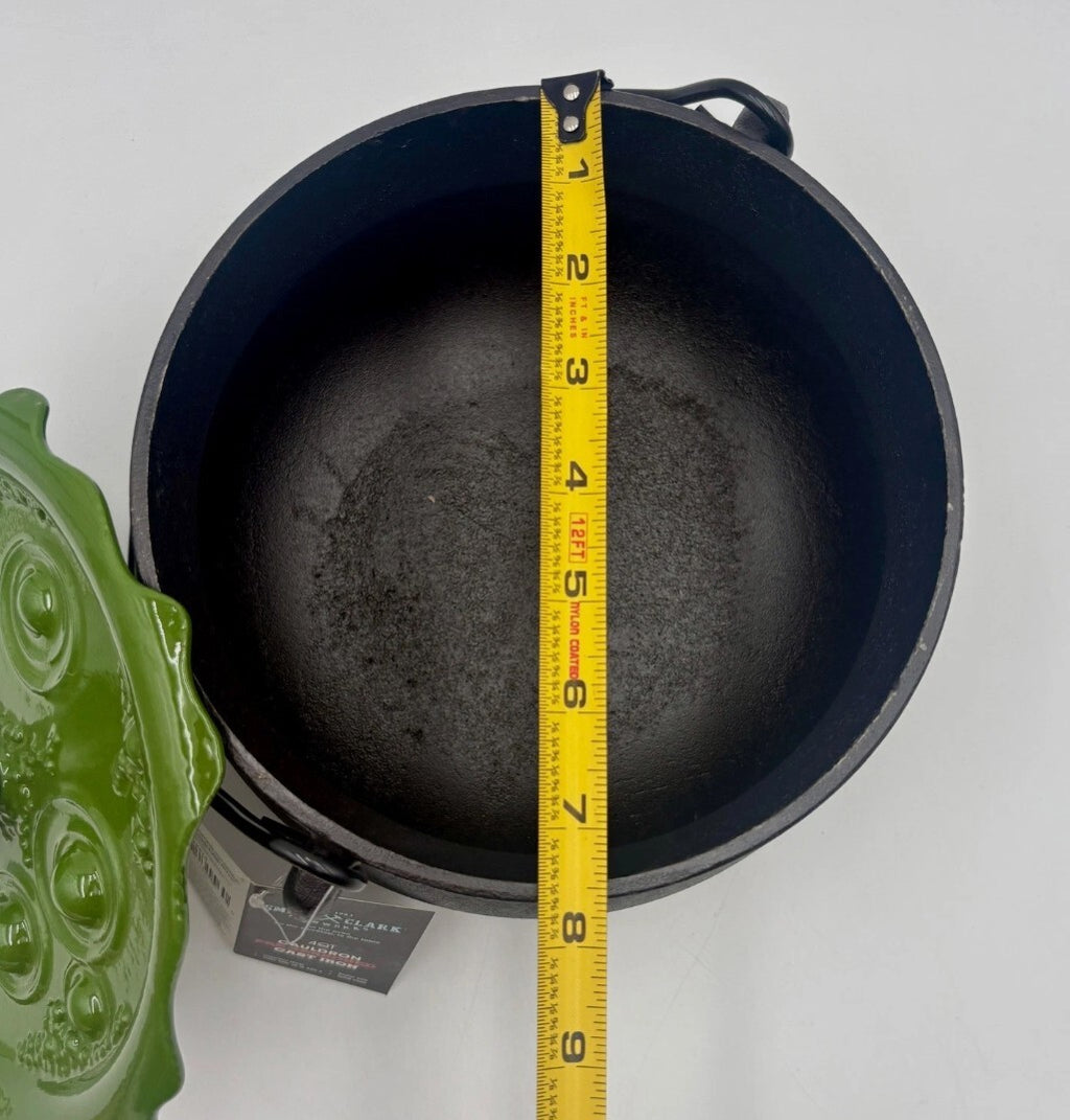NIB Smith & Clark Cast Iron Witch Cauldron 4QT Pot w/ Green Lid