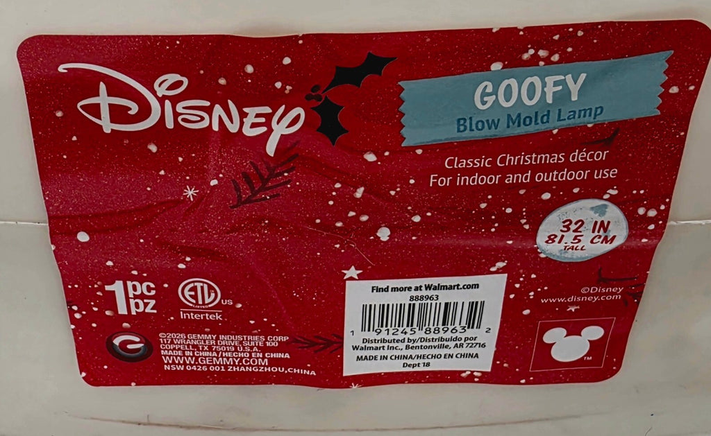 Gemmy Disney Goofy Christmas Blow Mold 32" Lighted NWT