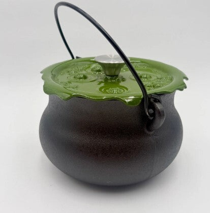 NIB Smith & Clark Cast Iron Witch Cauldron 4QT Pot w/ Green Lid