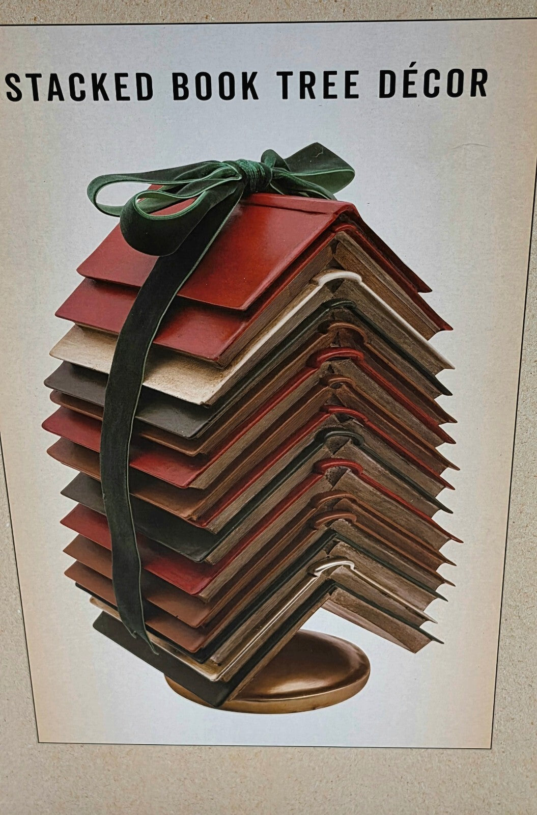 Cracker Barrel Stacked Book Christmas Tree with Ribbon Viral Holiday Decor NIB